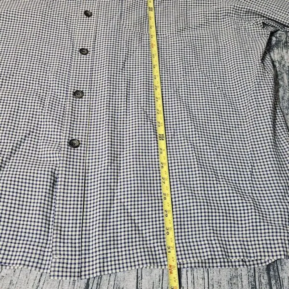 J.Crew Button-Up Mens 2XL Blue Check Short Sleeve Cotton Blend Slim Fit